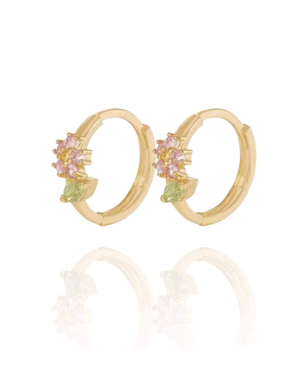 Flower Huggies Pink | Gold Plated 925 Sterling Silver