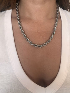 8mm Chunky Kelsi Rope Necklace Silver