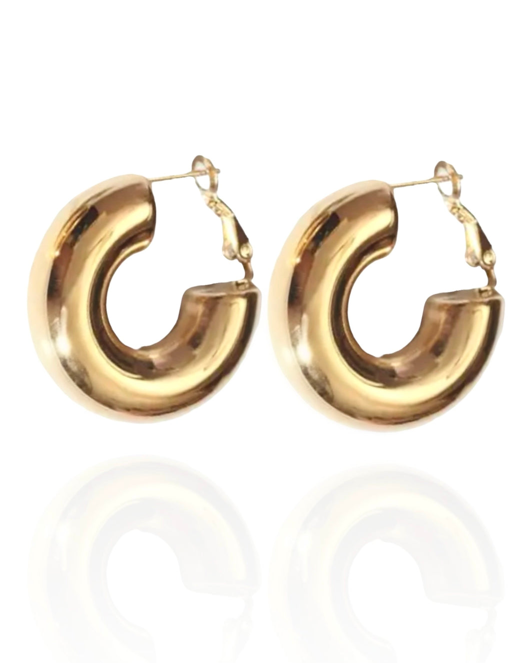 Large Mimi Thick Gold Bubble Hoops Clip Backs