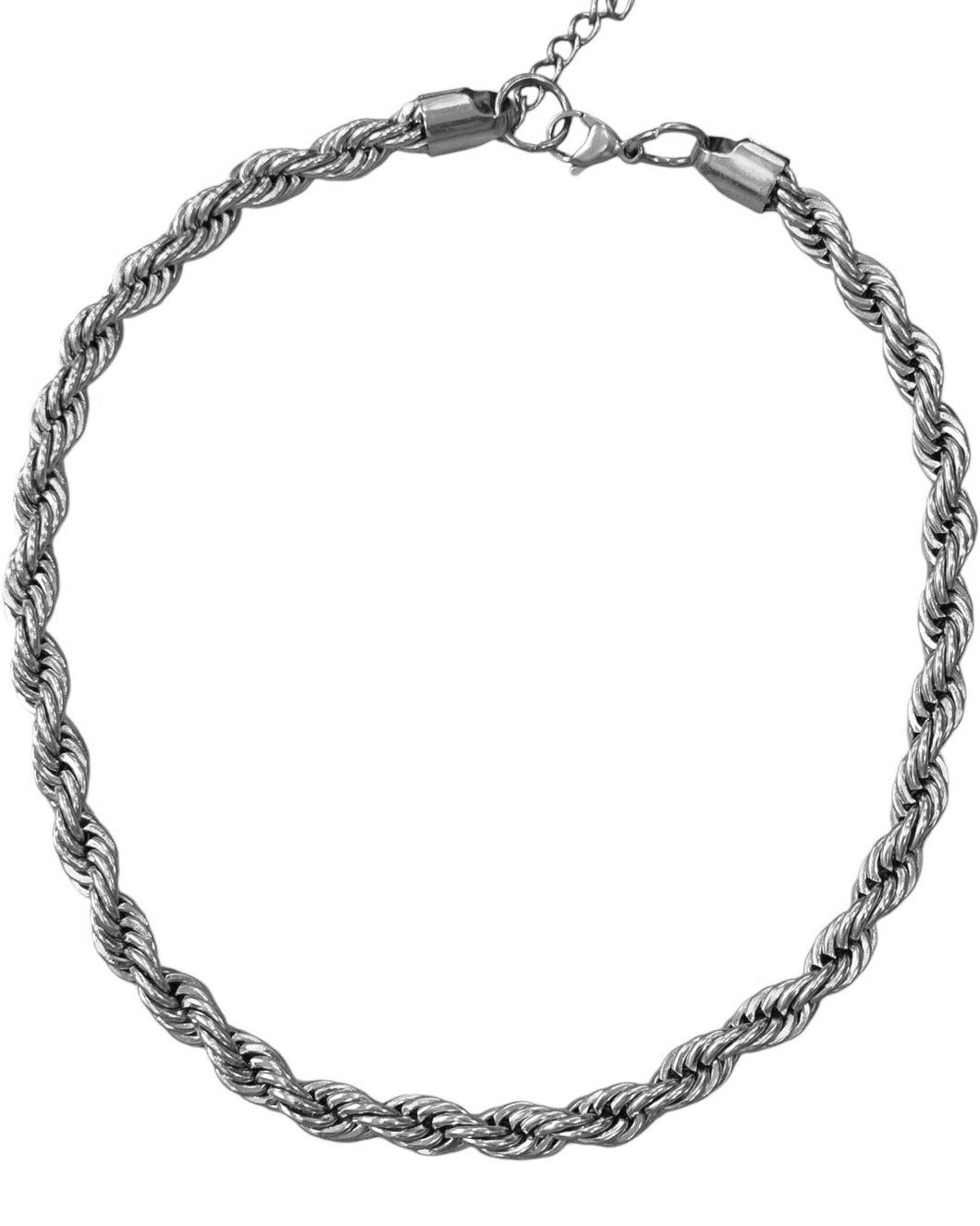 8mm Chunky Kelsi Rope Necklace Silver