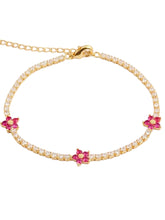 Load image into Gallery viewer, Blossom Ruby Tennis Bracelet  | Gold Plated 925 Sterling Silver
