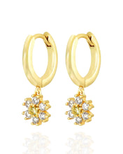 Load image into Gallery viewer, Ninon Flower Drop Earrings White | Gold Plated 925 Sterling Silver
